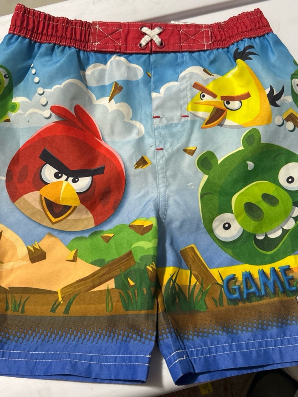 Kids Angry Birds Blue & Red Swim Trunks
